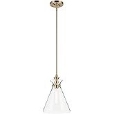 Kichler Laria 1-Light Pendant, Updated Traditional Light, Sloped Ceiling Compatible, for Kitchen with Clear Glass in Champagn