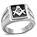 Marimor Jewelry Men's Stainless Steel 316 Crystal Masonic Lodge Freemason Ring Band Size 13
