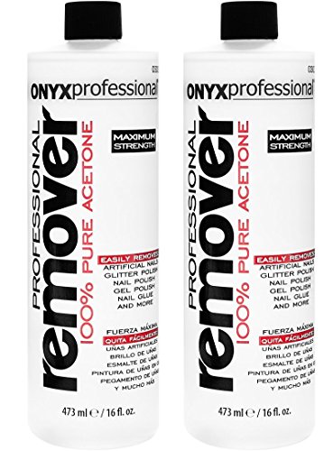 Onyx Professional 100% Acetone Remover Removes Artificial Nails, Nail Polish, Nail Glue & Glitter Polish 16 oz, 2 Pack