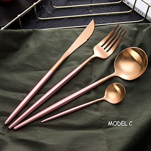 4p/Set Stainless Steel Mixed Cutlery Sets Tableware Spoon Portuguese Western Dinnerware High-end Multicolor Nordic Hotel Dinner Tableware (Model C)