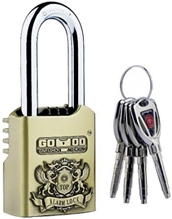 Iwonderful High Security Bronze Long Shackle Lock Antique Heavy Duty Anti Theft Alarm Padlock for Door, Outdoor