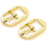 CRAFTMEMORE 4pcs 1/2", 5/8" Belt Buckle Single Prong Oval Center Bar Buckles for Belt Purse Making Accessories SC60 (5/8 Inch, Gold)