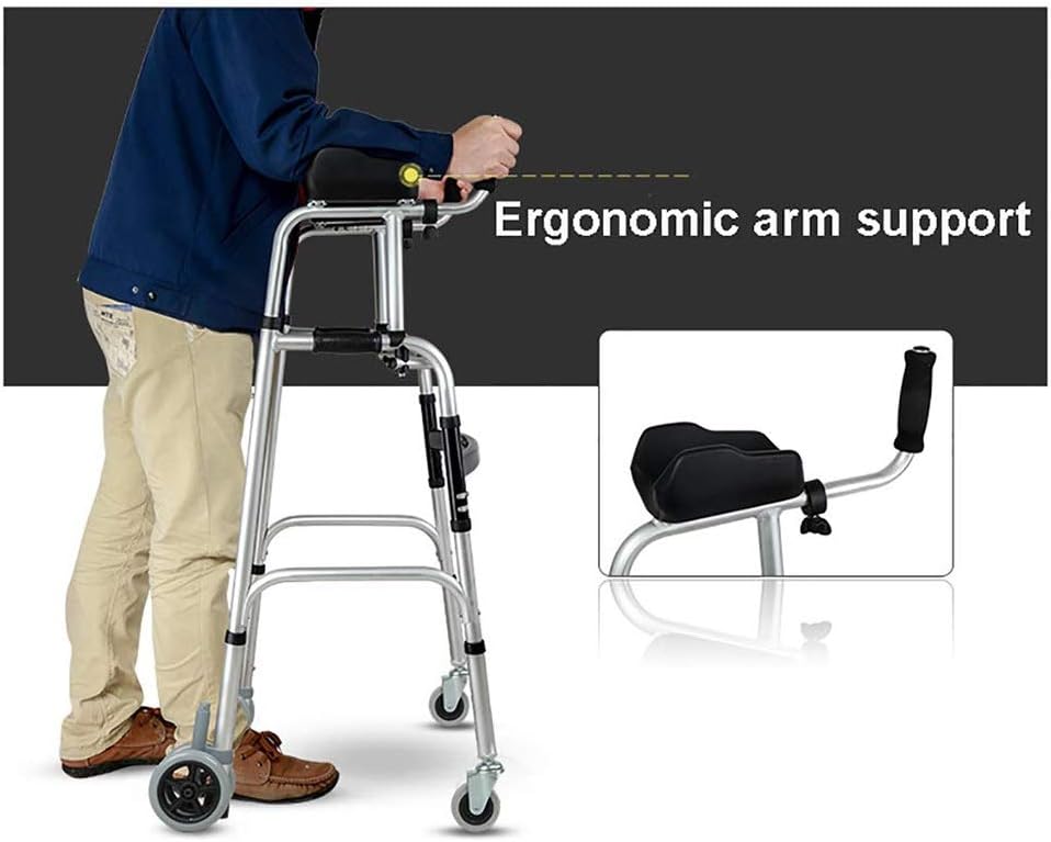 Papo's aids Aluminium Foldable Walking Frame,Wheeled Walker with Arm Rest,Walking Mobility Aid，,Lower Limb Trainer,Standard Walker (Color : 6 Wheels+4 Walker Legs+seat): Health & Personal Care