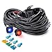 MICTUNING Heavy Duty 14AWG 300W 2-Circuit Led Light Bar Wiring Harness Kit with Fuse, 60Amp Relay, Dual Waterproof Switches Red Blue(14AWG)