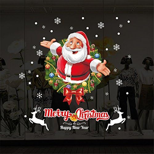 Clearance Sale! Wall Stickers LEEDY Christmas Living Room Xmas Santa Claus Snowman Elk Wall Stickers Window Decor Murals, Wallpaper Home Decor for Livingroom Bedroom Kitchen Restaurant (D)