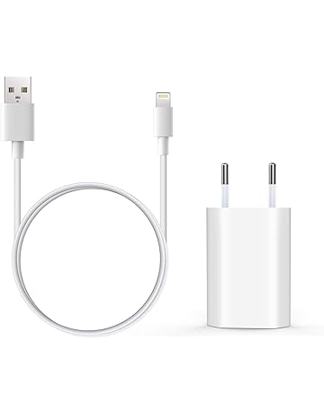 Everdigi Cargador Enchufe Adaptador USB + Cable de Carga para iPhone 5 6 S 7 8 X S Plus (1m)