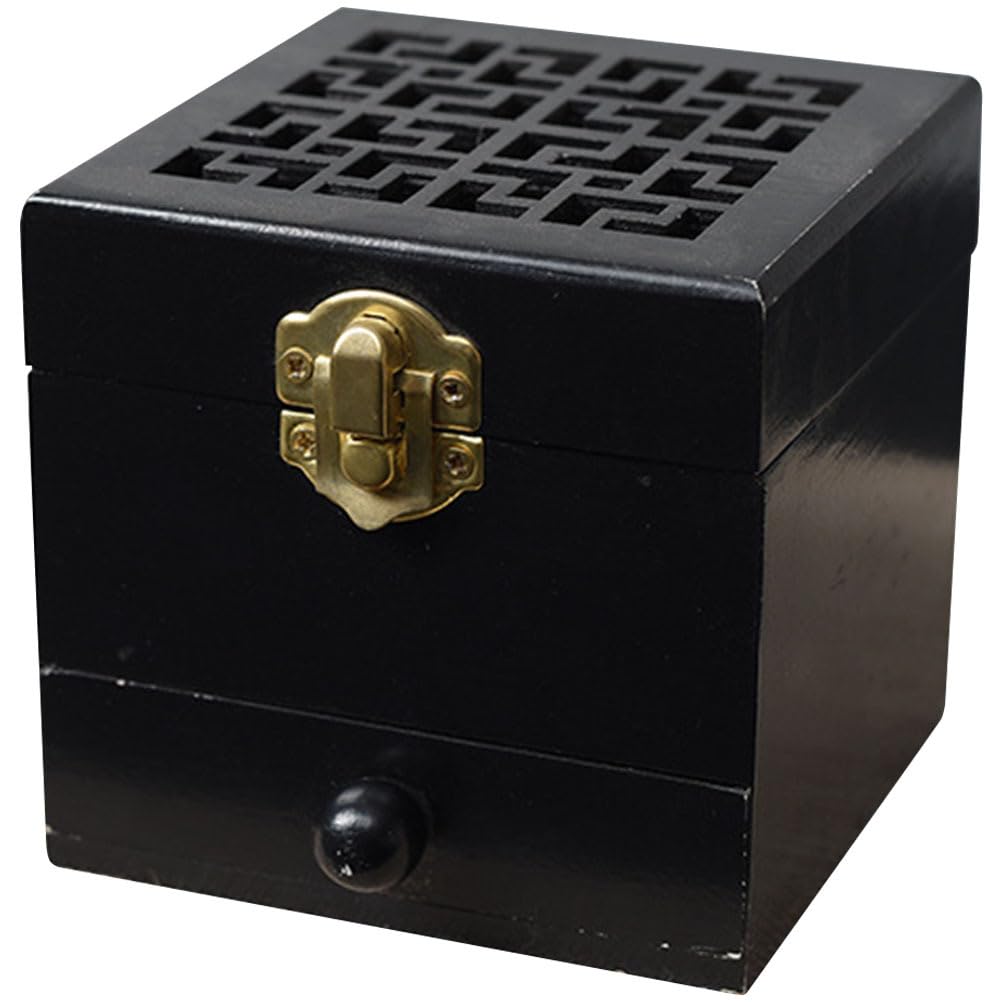 TOPBATHY Wooden Incense Holder Box Hollow Square Fragrance Burner for Home Office Meditation Relaxation Aromatherapy 3.74In