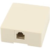 uxcell Telephone Jack Wall Mount, Phone Jack Surface Mount Wall Plate RJ11 6P4C 4 Pin Telephone Modular Single Port Telephone Junction Box for 2 Line House Phone, Answering Machine, Fax