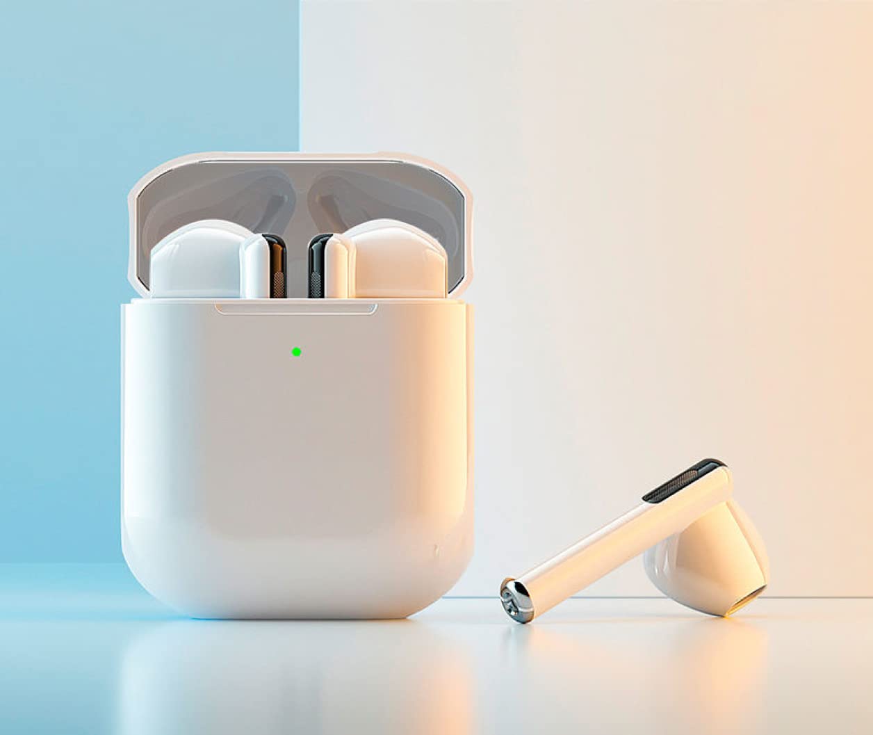 Wireless Headphones, Wireless Earbuds, IPX5 Waterproof Wireless Earphones Touch Control, Bluetooth 5.2 Earbuds, 64 Hrs with USB-C Charging with Running (White)