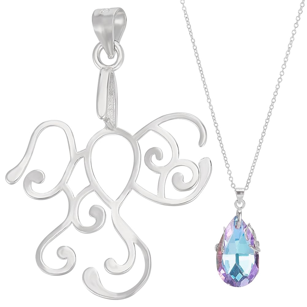 BENECREAT Sterling Silver Irregular Claw Pendant, Hollow Base, Cabochon Setting for Various Shapes Gemstones, Handmade for DIY Jewelry Making