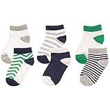 Luvable Friends 6-Pack No Show Socks, Blue and Green, 0-6 Months