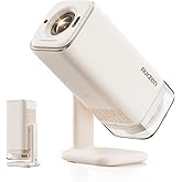 Aurzen BOOM Air Google TV Portable Projector with WiFi and Bluetooth, USB-C Powered, Smart Projector for Outdoor & Home Movie, 4K Supported, Real-Time Focus, Dolby Audio, Adjustable Stand, Off-White