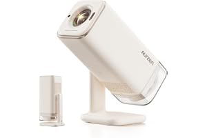 Aurzen BOOM Air Google TV Portable Projector with WiFi and Bluetooth, USB-C Powered, Smart Projector for Outdoor & Home Movie, 4K Supported, Real-Time Focus, Dolby Audio, Adjustable Stand, Off-White