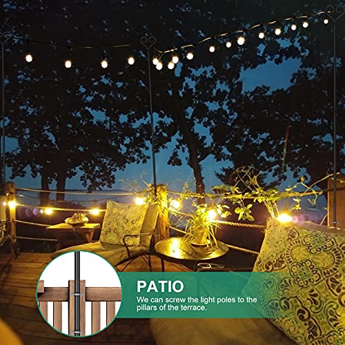Outdoor String Light Pole (2PcsX10ft) Sturdy Patio Decorations Outdoor