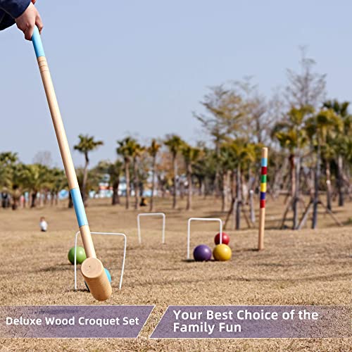 ApudArmis 35In Six Players Croquet Set with Deluxe Premiun Pine Wooden