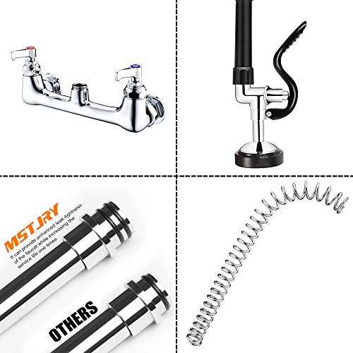 image for MSTJRY Commercial Sink Faucet with Pre-Rinse Sprayer Brass Constructed