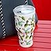 YIQIGO 30 oz. Double Wall Stainless Steel Vacuum Insulation Travel Mug Crystal Clear Lid Water Coffee Cup - Works Great for Ice Drink, Hot Beverage (cactus)