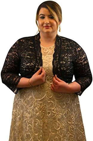 Plus Size Women Elbow Sleeve Sequin Lace Bolero Jacket - Dressy Shrug