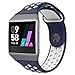 UMTELE For Fitbit Ionic Band, Two-toned Perforated Replacement Strap Breathable Accessory Wristband with Quick Lock&Release Buckle for Fitbit Ionic Smart Watch, Small, Blue/White