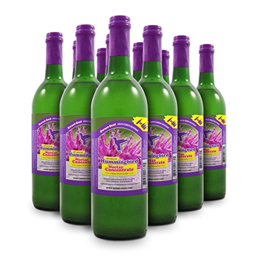 12-Pack Hummingbird Nectar, Concentrate - Makes 3X The Volume- (25oz Per Bottle) - Extends The Life of Nectar for Hummingbird Feeders