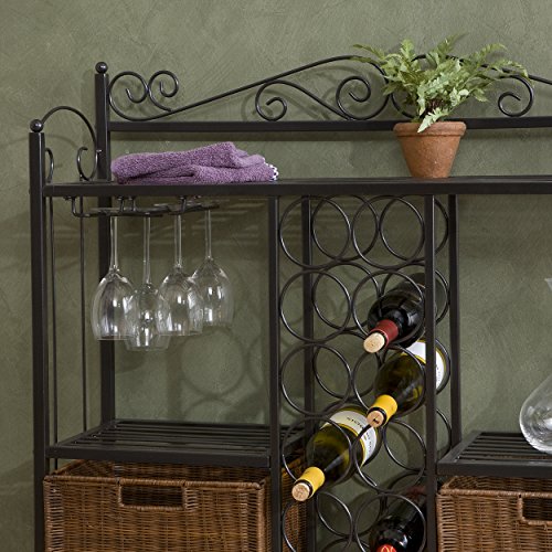 Celtic Bakers Rack w/ Wine Storage - Wrought Iron - Gunmetal Finish