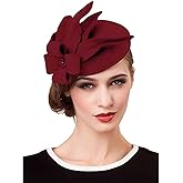 HIMESPORT Wool Felt Flower Elegant Fedora Hats Women Fascinators Wedding Hat Pillbox Hats Formal Church Derby Dress Fedoras