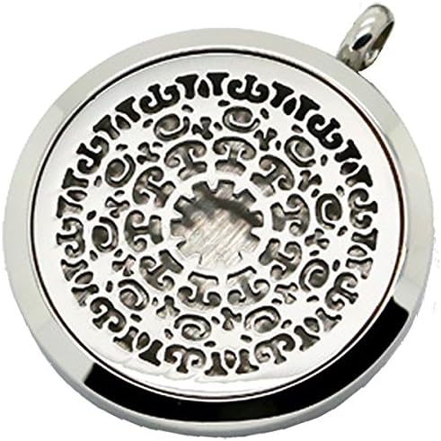 Aromatherapy Essential Oil Diffuser Locket Pendant (30 mm) with Necklace and Pads, Hypo-allergenic 316L Stainless Steel, Zodiac, Round, Gift Set