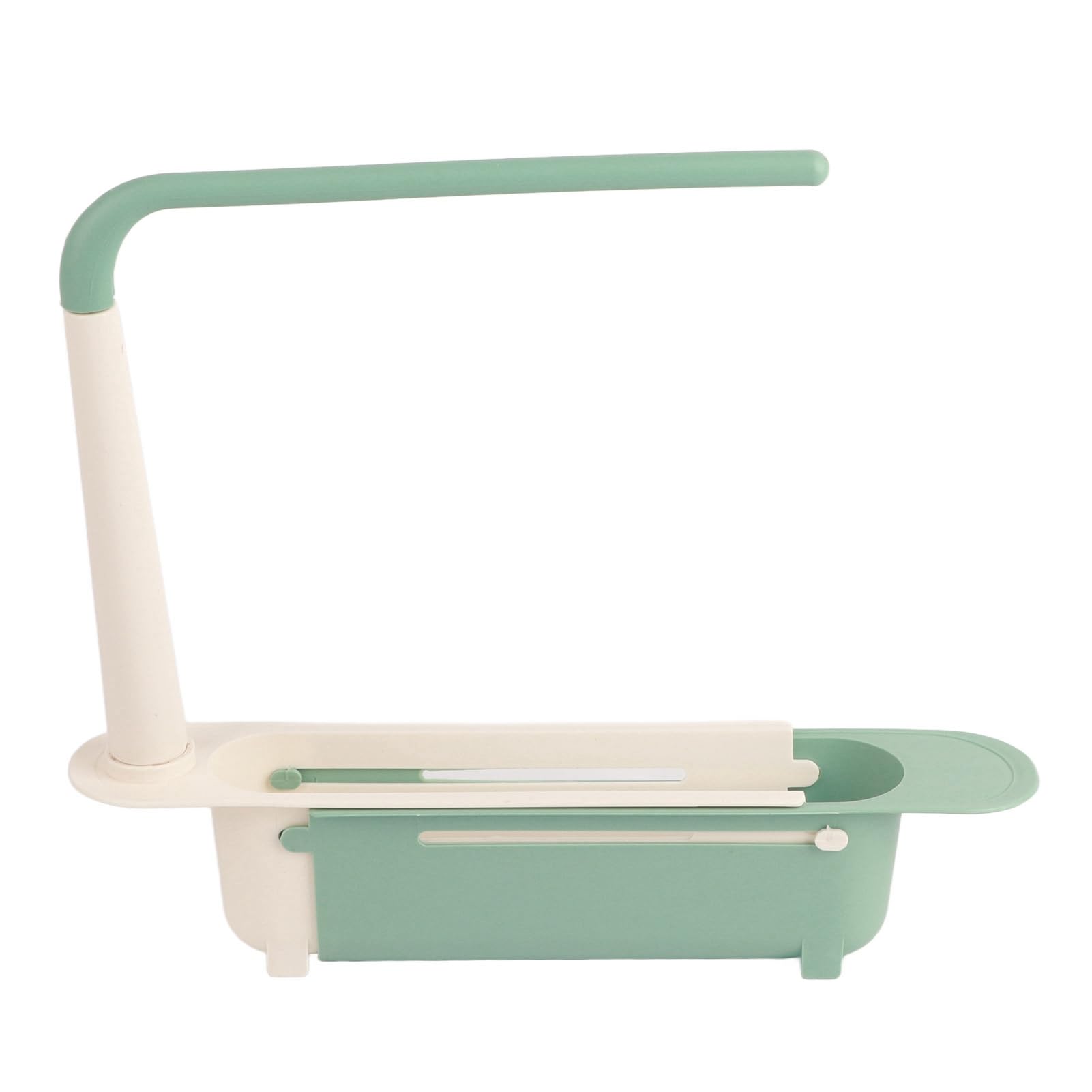 Photo 1 of WOHPNLE Telescopic Sink Storage Rack, Retractable Sink Drainer with Bracket and Crossbar Telescopic Kitchen Over Sink Organizer with Towel Hanger for Kitchen (Green)
