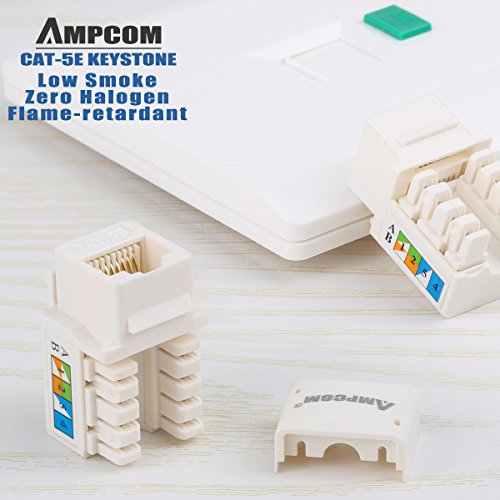 10-Pack CAT5e Keystone Jack,AMPCOM Snap-in RJ45 Punch-Down Cat.5e Keystone Module Adapter 10/100 Mbps |UTP|Compatible with CAT.5/CAT.5e - Thumbnail 2