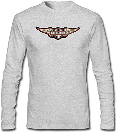Men's Fashion Harley Davidson Logo Long-sleeve T Gray US Size XXL