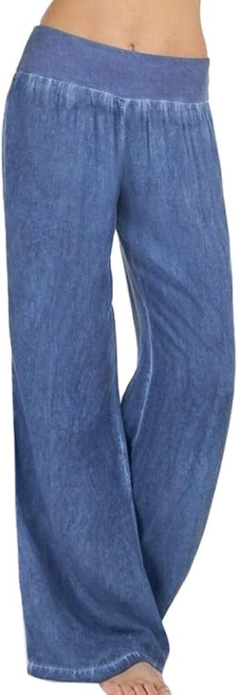 wide leg denim palazzo pants