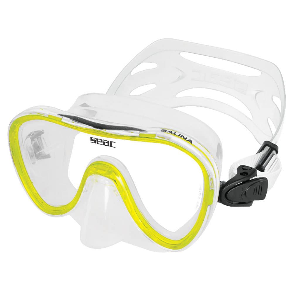 SEAC Salina, Snorkelling and Scuba Diving Mask for Adults and Younger Divers, transparent/yellow, regular