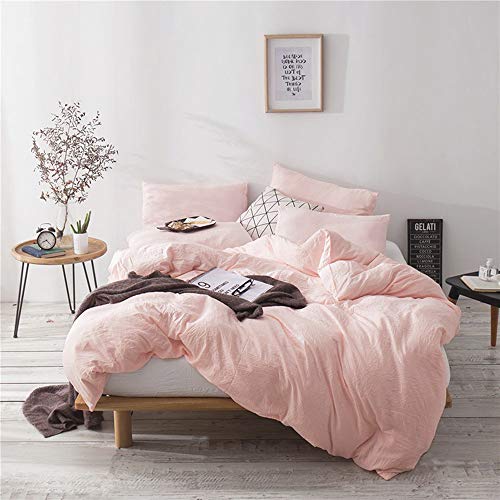 Merryfeel 100% Linen Duvet Cover Set - King - Light Pink - Thumbnail 5