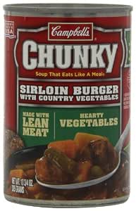 Campbell's chunky soup beef stock, potatoes, sirloin beef, carrots, tomato puree (Water tomato paste), Green beans, Water, pea (051000005694)