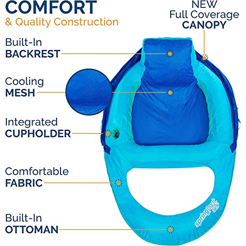 SwimWays 6060073 Spring Float Recliner with Canopy Comfortable Fabric