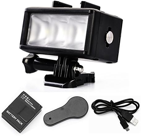 Waterproof Flash LED Diving Light Underwater for GoPro Hero 1, Hero 2, Hero 3, Hero 3+, Hero 4, Hero5, SJ4000/5000, Xiaomi Yi Work with Gopro 3 Battery