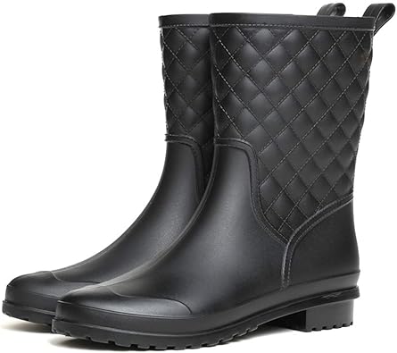 Amazon Neoker レインブーツ レディース 履き口ゆったり ミドルカット 歩きやすい 防水 滑り止め 晴雨兼用 レインシューズ 柔らかい カジュアル 雪 台風 梅雨対策 雨靴 ブラック 23 5 Cm シューズ バッグ