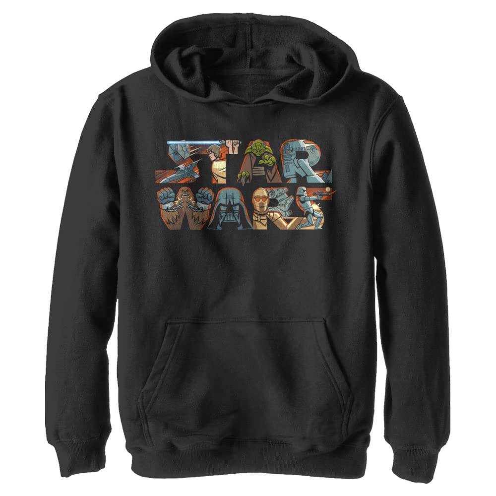 Photo 1 of STAR WARS Unisex Child Character Logo Hoodie Sweatshirt, Black, Small US
