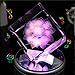 LIWUYOU Square Crystal 3D Rose Flower Colorful LED Light Rotating Musical Box, Rose, Music Base