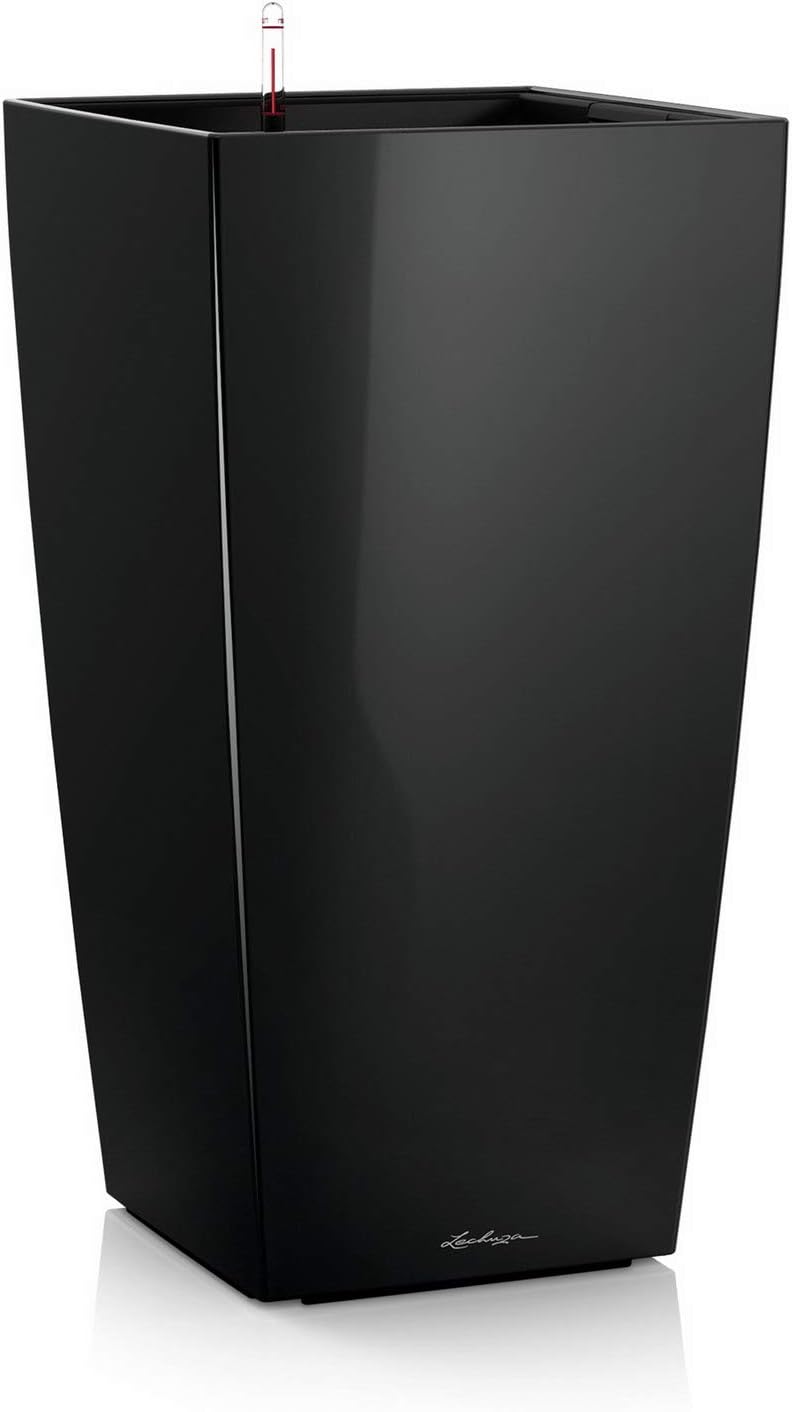 Lechuza Premium Cubico 40cm High Gloss Black Self Watering 75cm Tall