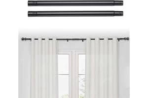 Extension Rods 2 Pack, 15 Inch Curtain Center rod for 1 Inch Balck Corner Bay Window Curtain Rod