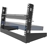 JINGCHENGMEI 6U Desktop Network Rack 19 inches Small Open Frame Rack 2 Post Free-Standing Tabletop Rack for Patch Panel, Data, AV, IT,Studio or Computer Equipment (6U)