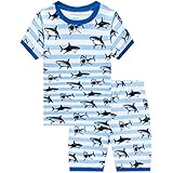 Shark Little Boys Short Sleeve Pajamas 100% Cotton Stripe Sleepwear Toddler Size 4T