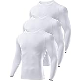 Niksa 3 Pack Long Sleeve Compression Shirts for Men Cool Dry Athletic Undershirt Workout Tops Base Layer for Running