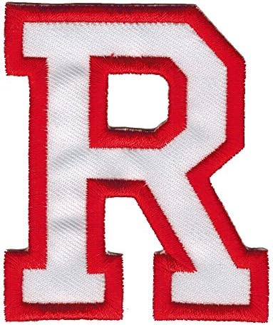 Letter "R" English Alphabet Character White and Red 3 Inches Tall DIY Embroidered Iron on / Sew on Patch #0094