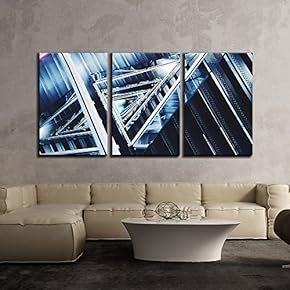 3 Piece Canvas Wall Art - Futuristic Technology Concept - Modern Home Art Stretched and Framed Ready to Hang - 16"x24"x3 Panels