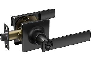 BAOLONG Black Door Handles Square Privacy Door Levers Locksets, Keyless Low Profile Door Knob for Bathroom Door Interior Heavy Duty Door Lever.