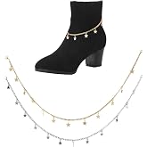 Hobbspring 4Pcs Layered Chain Boot Jewelry 16.54 Inch Metal Shoe Chains Stainless Steel Decorative Boot Chain Punk Chain with Star Pendants Jewelry Chain for DIY Casual Shoe Bag Decor