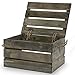 The Lucky Clover Trading Antique Wood Crate Storage Box with Swing Lid, 11