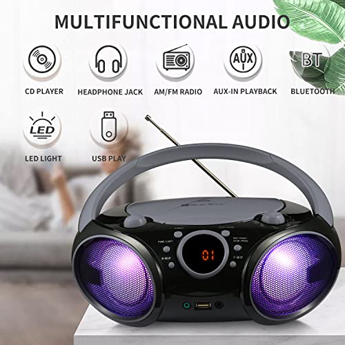 SINGING WOOD CD Boombox Portable/w Bluetooth USB MP3 Player AM/FM Radio